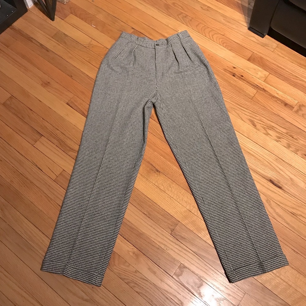 👹Ralph Lauren 100% Wool Vintage High waist Houndstooth Plaid preppy Slim sz 12
